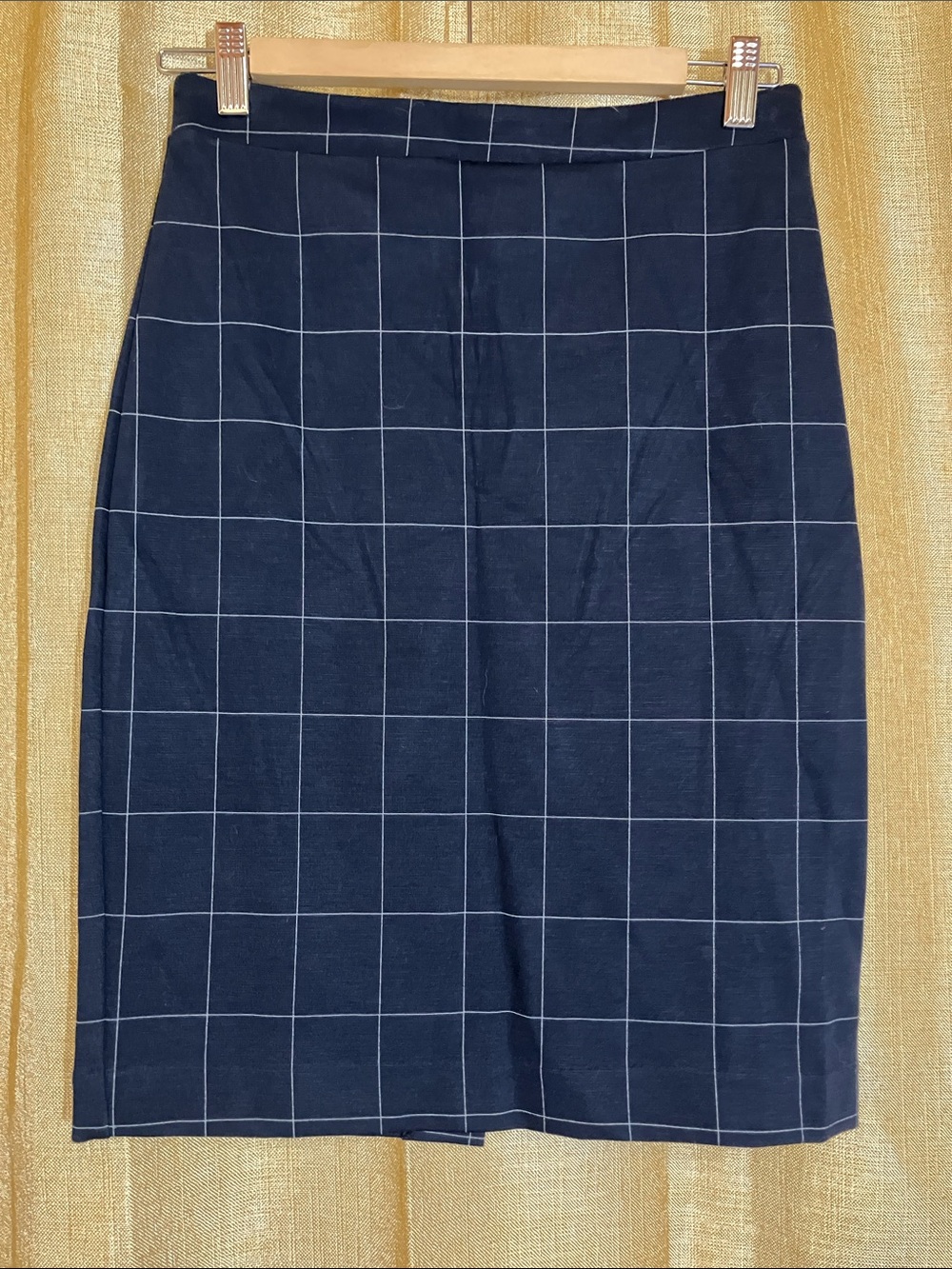 Banana Republic Navy Grid Pencil Skirt